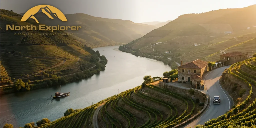 Private Douro Valley day tour: river, terraced vineyards and a quinta, with the North Explorer logo