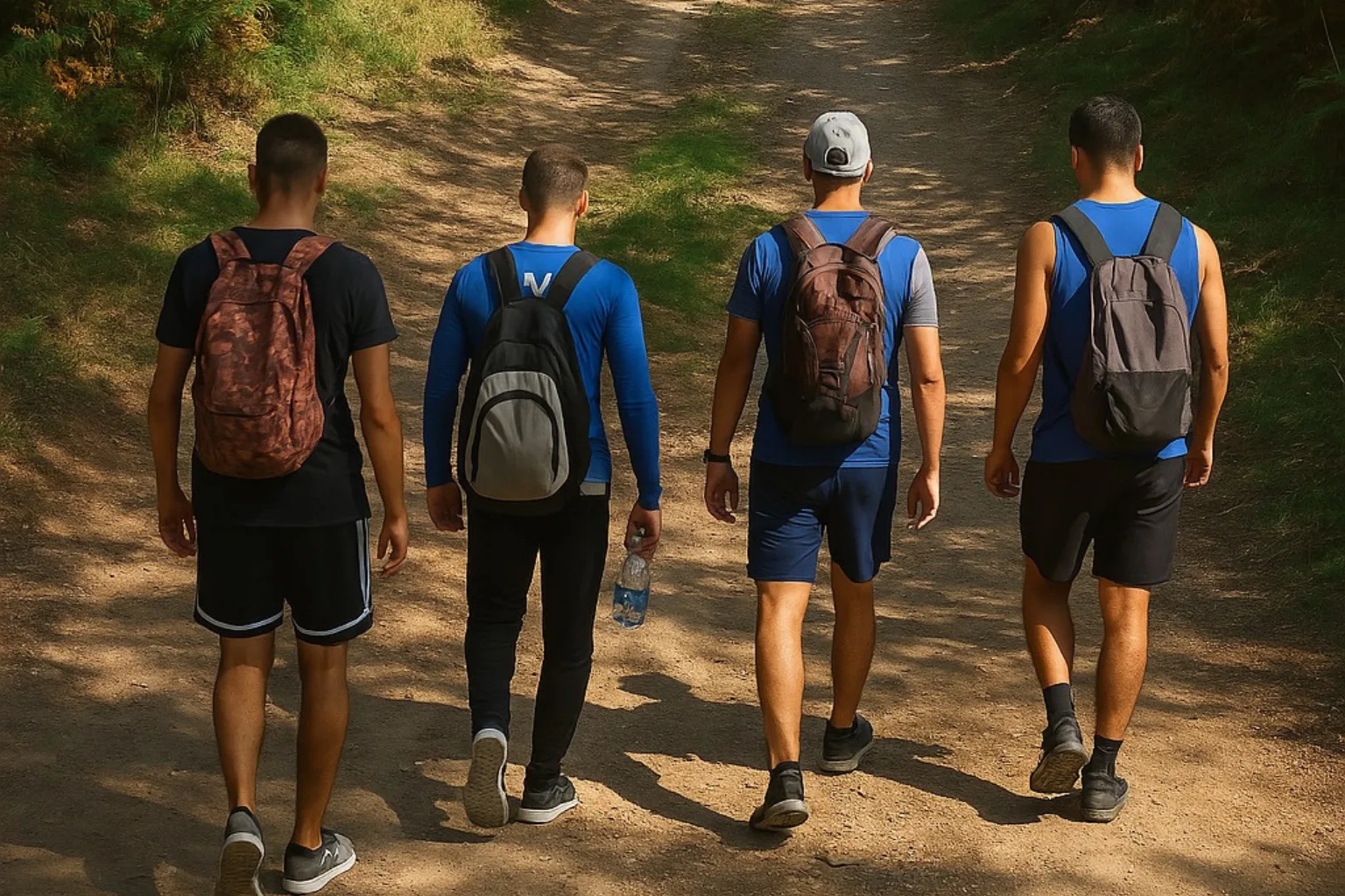 Group of hikers walking a forest trail in Peneda-Gerês